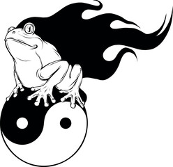 Poster - vector frog in black and white outline