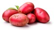 Potatoes of different varieties: red, sweet and ordinary, on white