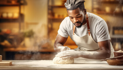 Poster - Male baker baking bread , black history month