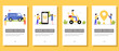 © Uliana Rom - Set of flyers for delivery service with cartoon characters. illustration.