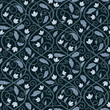 © Olya Haifisch - Vintage floral seamless pattern. Dark blue winter repeated vector background illustration. Elegant stylized antique botanical ornament with vines, flowers and leaves for wallpaper, fabrics, wrapping