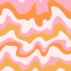 Wall Mural - Groovy hippie retro background. Waves, swirl, twirl lines pattern. Twisted and distorted vector texture in a trendy retro psychedelic style. Y2k aesthetic print for textile, wrapping paper