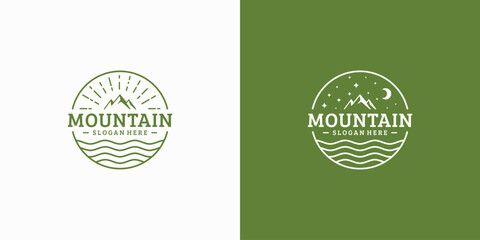 Wall Mural - Vintage vector mountain landscape logo design