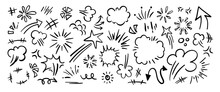 Hand Drawn Doodle Vector Set. Collection Of Cute Hand Drawn Doodle.
