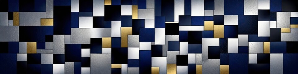 Wall Mural - Abstract banner 3D glossy metallic background of geometric shapes