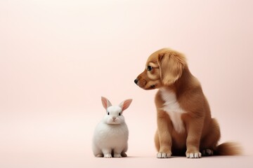 Wall Mural - Dog and Rabbit