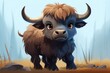 Adorable Buffalo Cartoon: A Cute and Whimsical Character Illustration of a Fun Wildlife Mascot