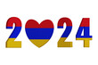 World countries. New Year 2024 celebrate on white background. Armenia