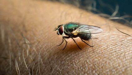black fly on human skin