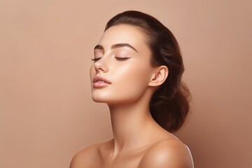 portrait of beauty woman with perfect healthy glow skin facial