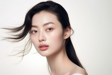 Wall Mural - portrait of beauty asian woman with perfect healthy glow skin facial