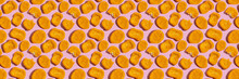 Seamless Pattern With Chicken Nuggets On Pink Background. Food Banner.