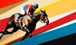 multicolor art deco racehorse and jockey 