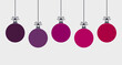 © Studio Barcelona - Christmas balls purple ornaments background. Christmas card flat design illustration.
