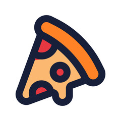 Sticker - pizza slice flat liine icon