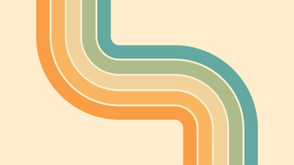 Wall Mural - abstract background of rainbow groovy wavy line design in 1970s hippie retro style. vector pattern r