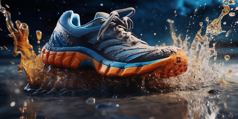 Poster - sports sneaker splash in water