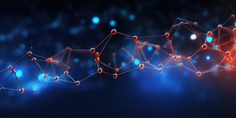 Wall Mural - abstract neural network background, lines connected by bright dots