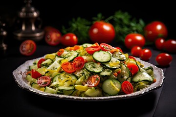 Wall Mural - Italian Arabic vegetable salad with garnish