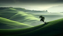 Green Landscape Nature, Agriculture, Farming Wallpaper. Green Lines And Hills