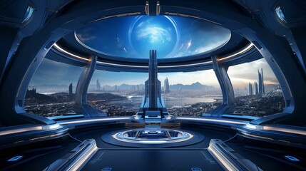 Wall Mural - An image of the interior of a spaceship with a breathtaking view.