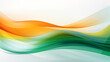 Abstract silky green and orange waves design with smooth curves and soft shadows on clean modern background. Fluid gradient motion of dynamic lines on minimal backdrop
