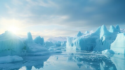 Poster - Greenland ice sheet. Climate Change. Iceberg afrom glacier in arctic nature landscape on Greenland. Melting of glaciers and the Greenland ice sheet is a cause of sea levels rise 