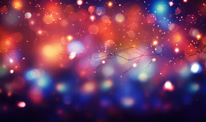 Wall Mural - festive christmas lights macro and bokeh background