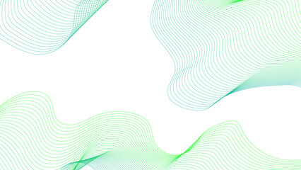 Wall Mural - Abstract colorful green lines on a white background. Futuristic colorful blend wave lines on transparent background. Modern colorful flowing wave lines and glowing moving lines.	