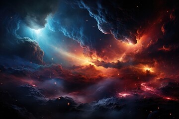 Wall Mural - Endless universe with stars and spiral galaxy in outer dark space