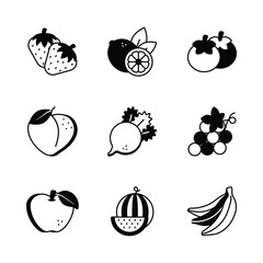 Wall Mural - Fruit and vegetable icons set in modern style, ready to use vector