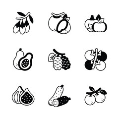 Wall Mural - Well designed fruits and vegetables vectors set, healthy and organic food