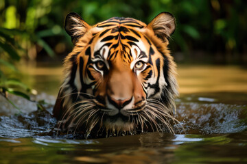 The tiger in the Amazon rainforest