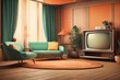 vintage room with tv and sofa