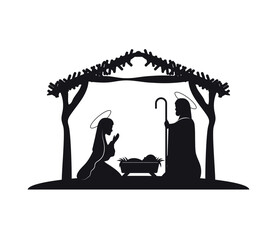 Wall Mural - holy family silhouette icon