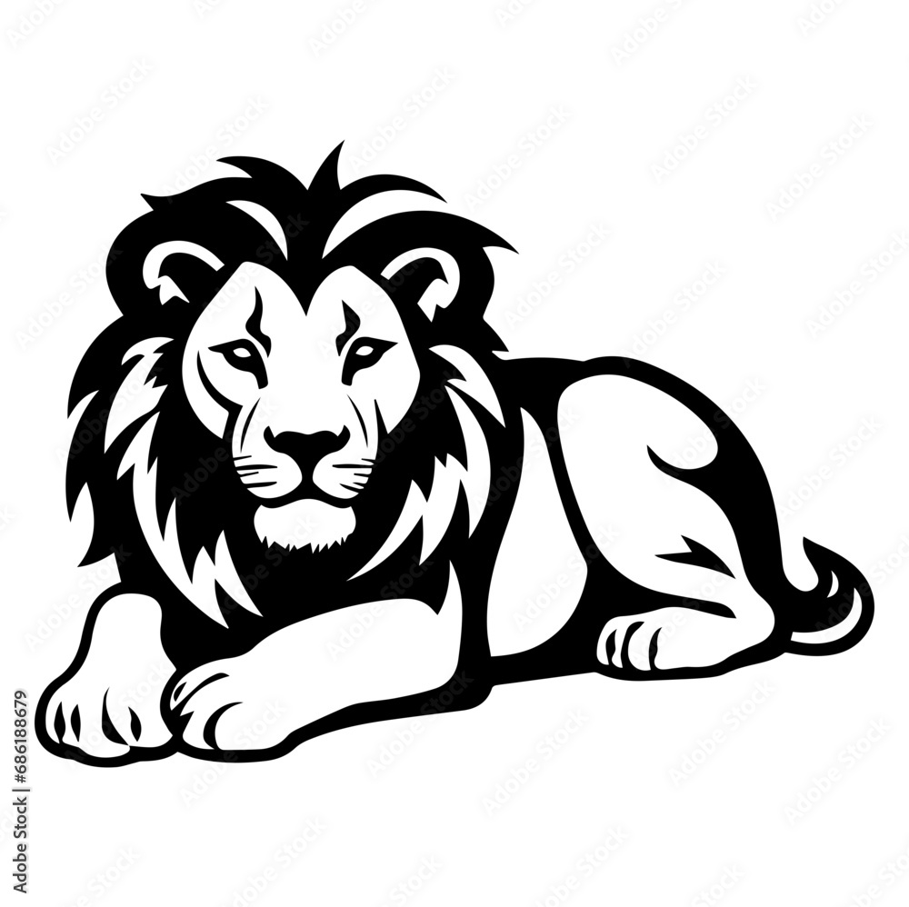 Lion Resting Vector Friendly Lion resting silhouette illustration, Lion resting Logo ...