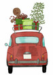 Retro Fiat 500 with Christmas gifts