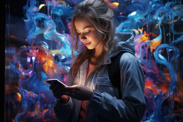 An artist using social media as a canvas to share their unique digital paintings, blurring the lines between traditional and contemporary art forms. Generative Ai.