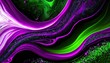 bright fluid violet black and neon green background abstract liquid purple pink wave art trippy digital screen fantasy backdrop royal glitter banner template luxury texture creative flyer