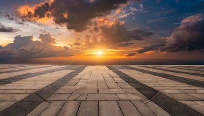 Wall Mural - epic floor background scene and dramatic sky with sunset storm cloud horizon