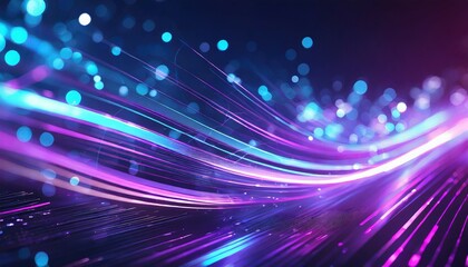 Wall Mural - abstract futuristic background with purple and blue glowing neon moving high speed wave lines and bokeh lights data transfer concept