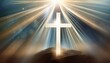 graphic christian cross with abstract rays of light