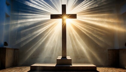 Wall Mural - cross with holy light in the background