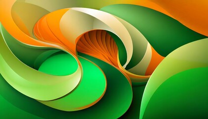 Sticker - abstract background with curvy elements in green and orange tones