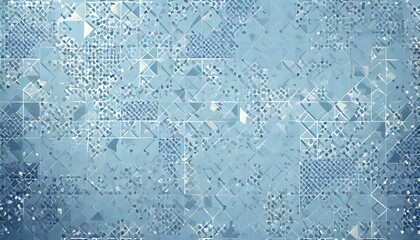 Wall Mural - light blue background with geometric shapes from squares and triangles small pattern