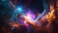 Abstract Outer Space Endless Nebula Galaxy Background Large View Of A Colorful Dark Nebula In Space Cosmic Background With Bright Shining Stars Galaxies And A Deep Universe Generative Ai