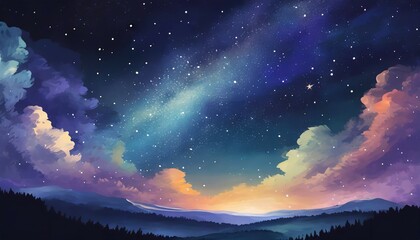 Wall Mural - night sky digital art illustration