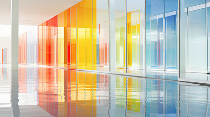 Wall Mural - colorful geometric crystals on a white space. light background.