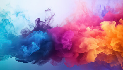 Poster - Bright smoke and colors , happy holi indian concept