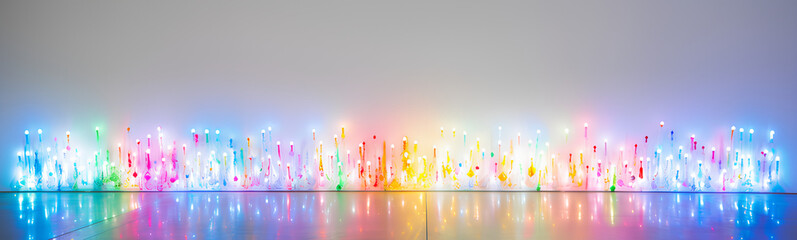 Wall Mural - colored lights illuminating a minimalist white space.